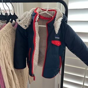 Patagonia Kids Navy and Red Tribbles Jacket